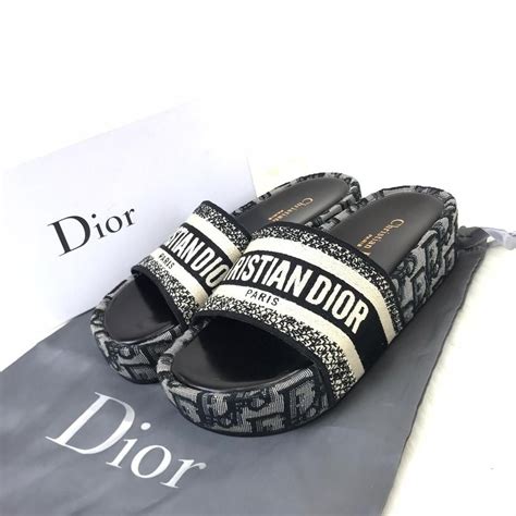 black and white dior slides|christian Dior Black slides.